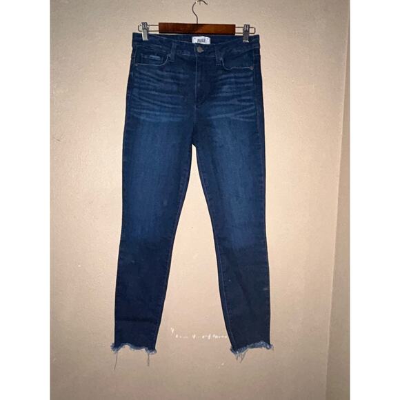 Paige cowboy cowgirl Y2k Hoxton Ankle  Blue  Baylor Distressed Western Jeans - Picture 1 of 9